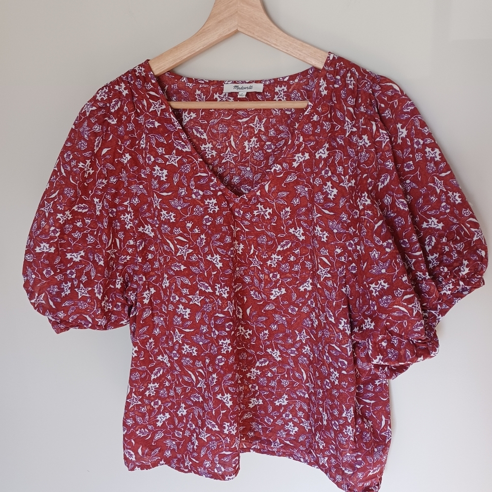 Madewell Puff Sleeve Floral Blouse